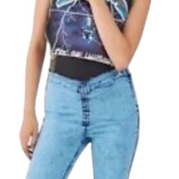 BDG Ruched Dipped V Front Flare Jeans Stretch Hippie Festival Women's Size 30 - Picture 2 of 12